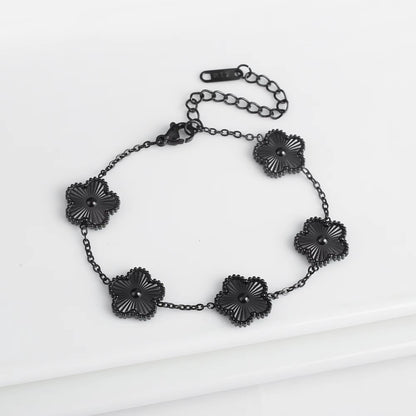 Classic Luxury Stainless Steel Bracelet Ladies Adjustable Five Flower Bracelets for Women New Fashion Party Jewelry Gifts Clover