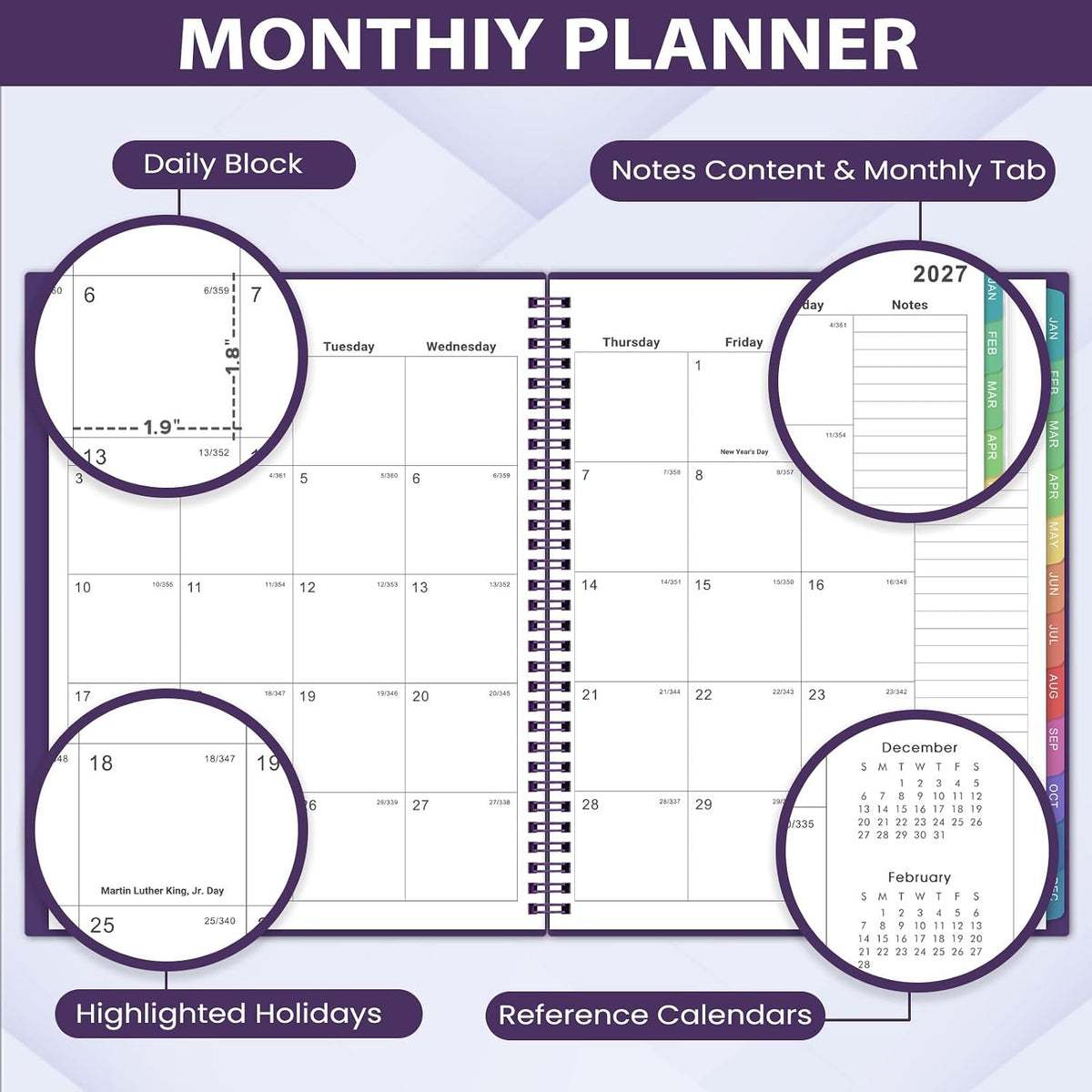 2027 Monthly Planner: January to December, 8" x 10"